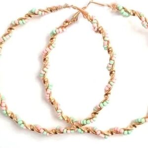 Colorful Pastel Beaded Hoop Earrings- NEW!